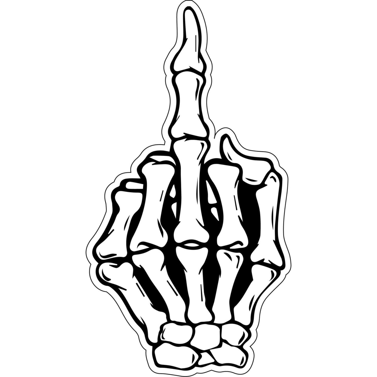 Skeleton middle finger vinyl motorcycle helmet sticker - bold biker decal