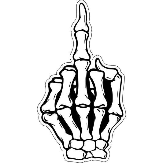 Skeleton middle finger vinyl motorcycle helmet sticker - bold biker decal