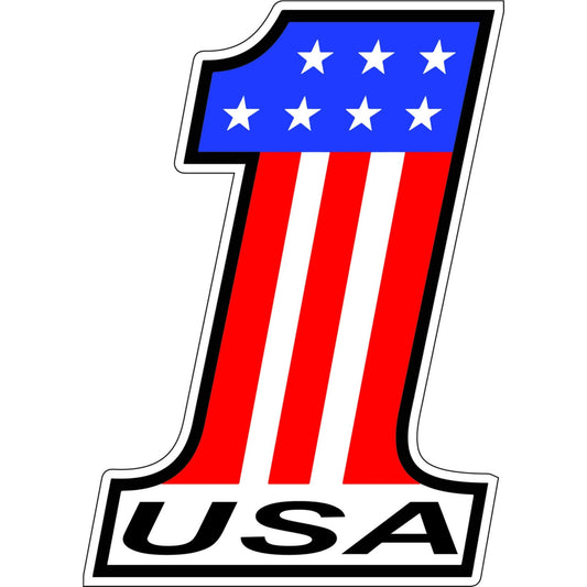 USA 1 vinyl motorcycle helmet sticker - patriotic biker decal