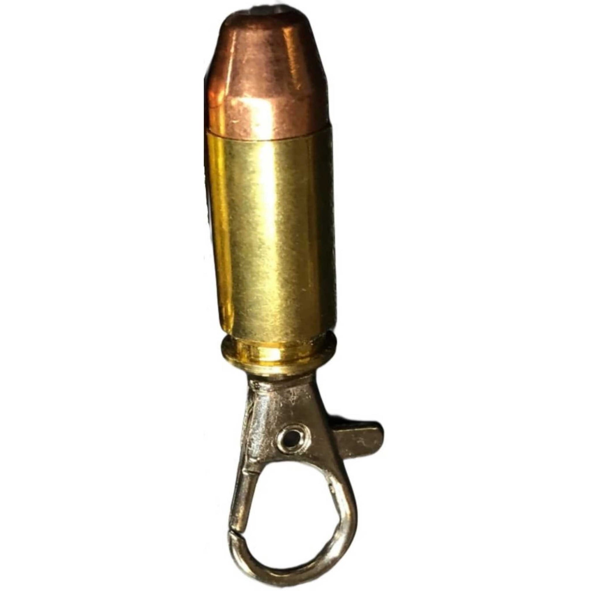 40 caliber bullet zipper pull upside down view