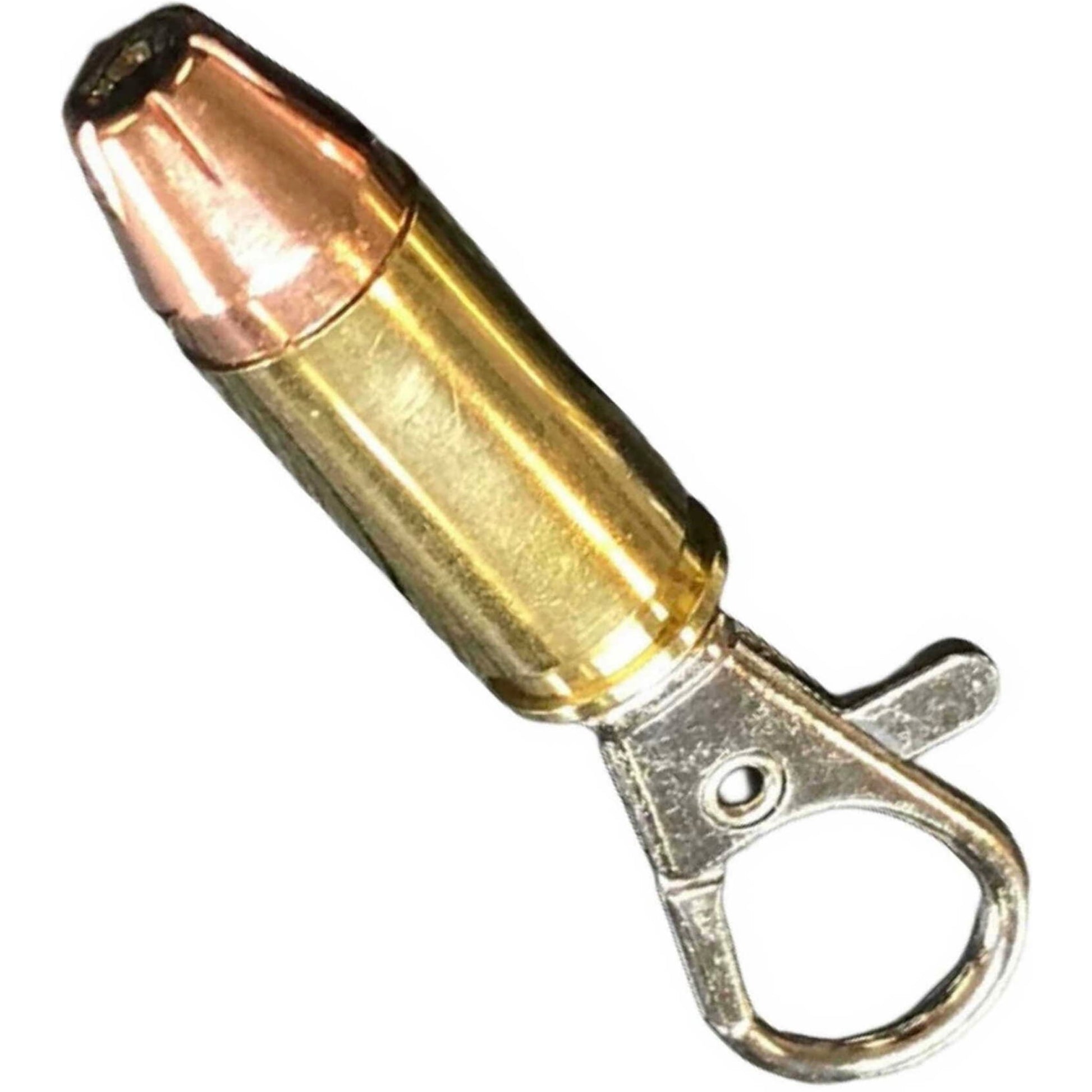 9mm hollow point bullet zipper pull left angle view