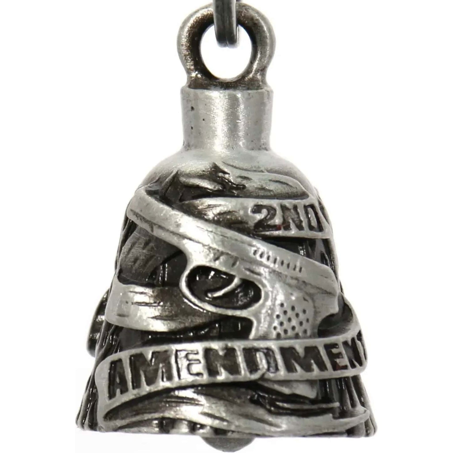2nd Amendment left side steel motorcycle guardian bell - patriotic biker charm