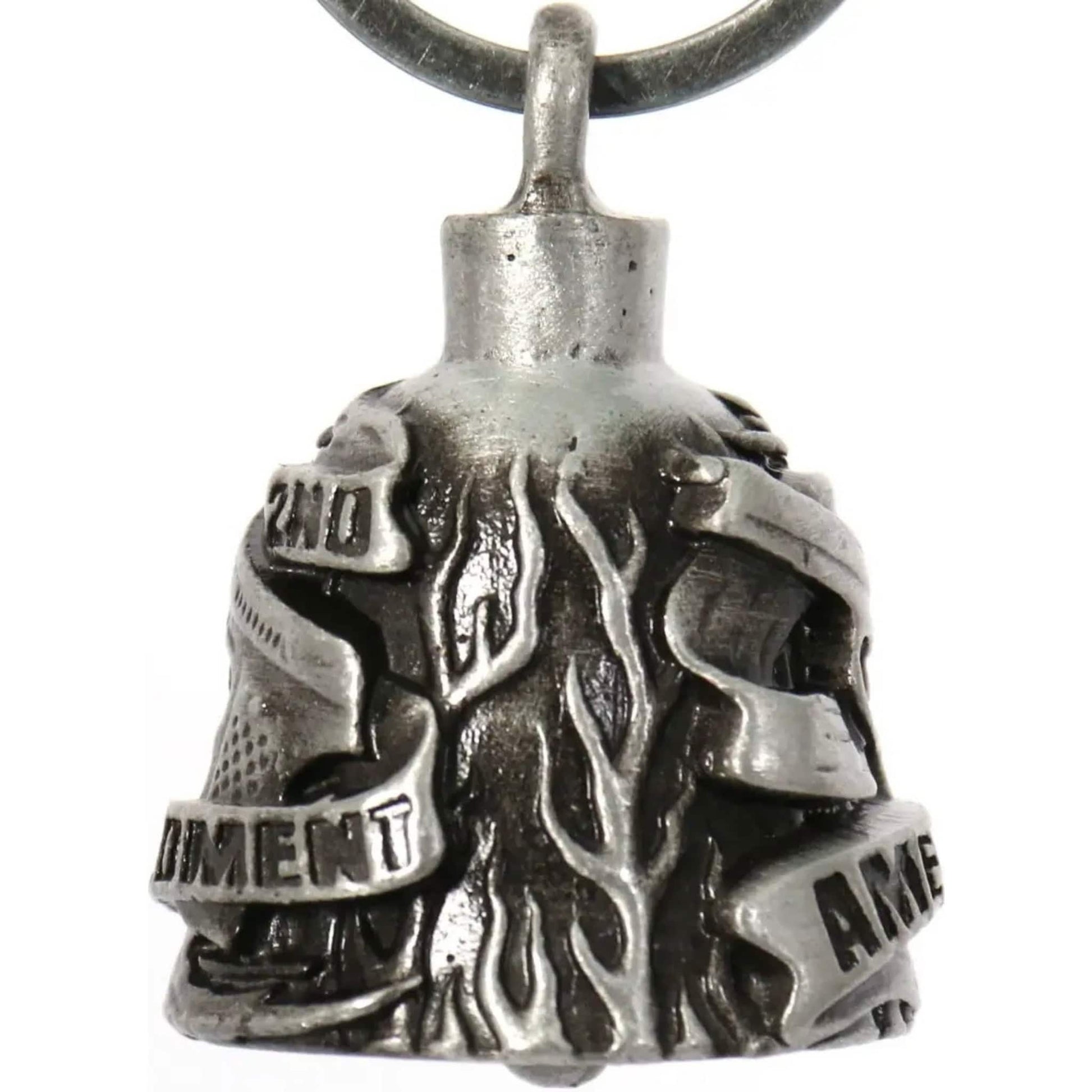 2nd Amendment back side steel motorcycle guardian bell - patriotic biker charm