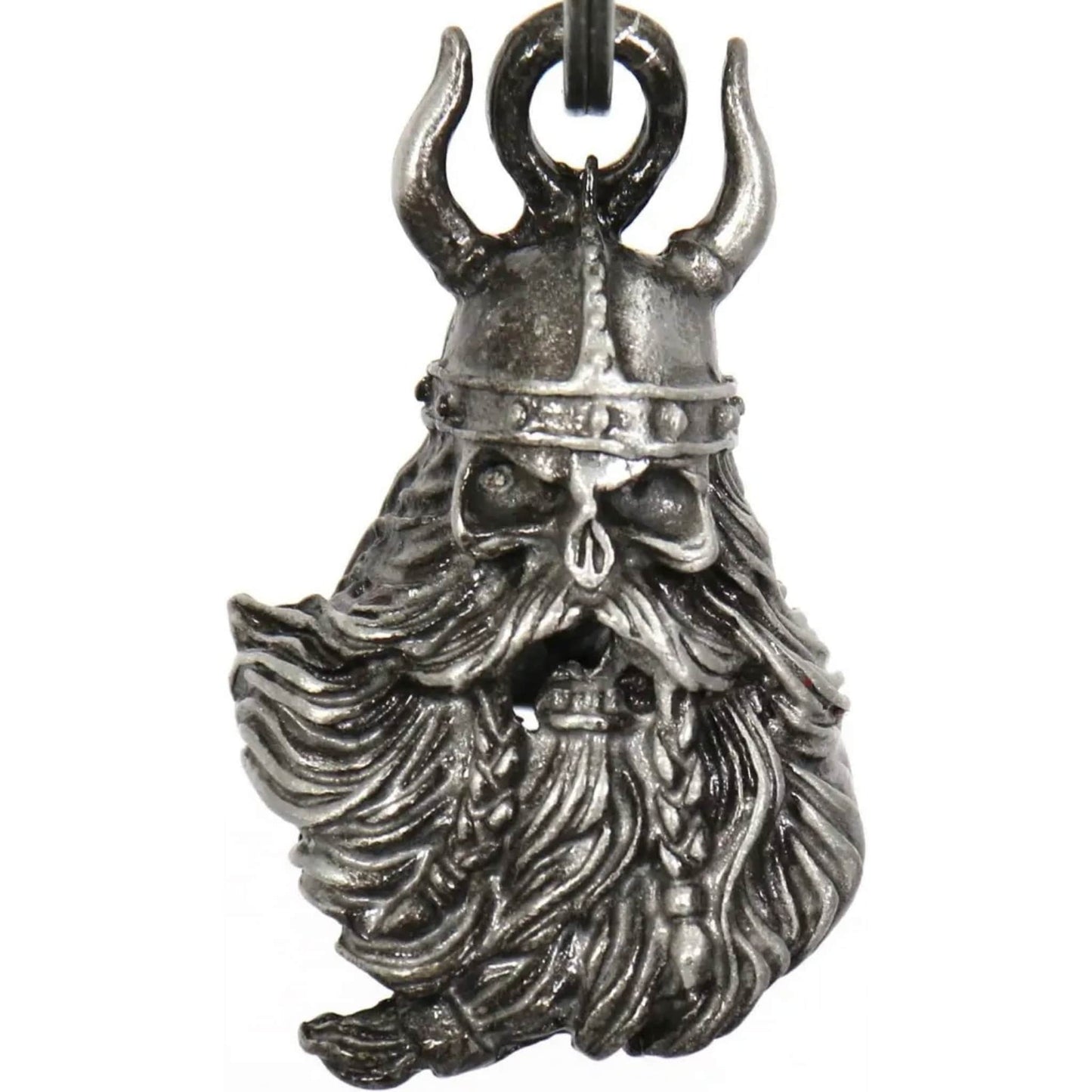 Bearded Viking front side steel motorcycle guardian bell - Norse warrior protection charm