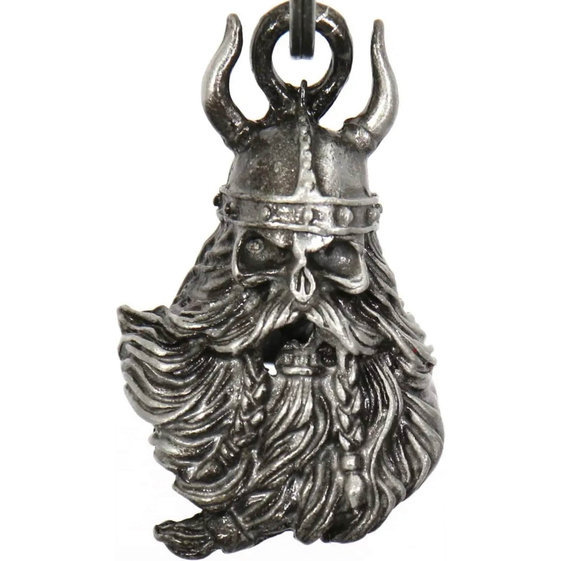 Bearded Viking front side steel motorcycle guardian bell - Norse warrior protection charm