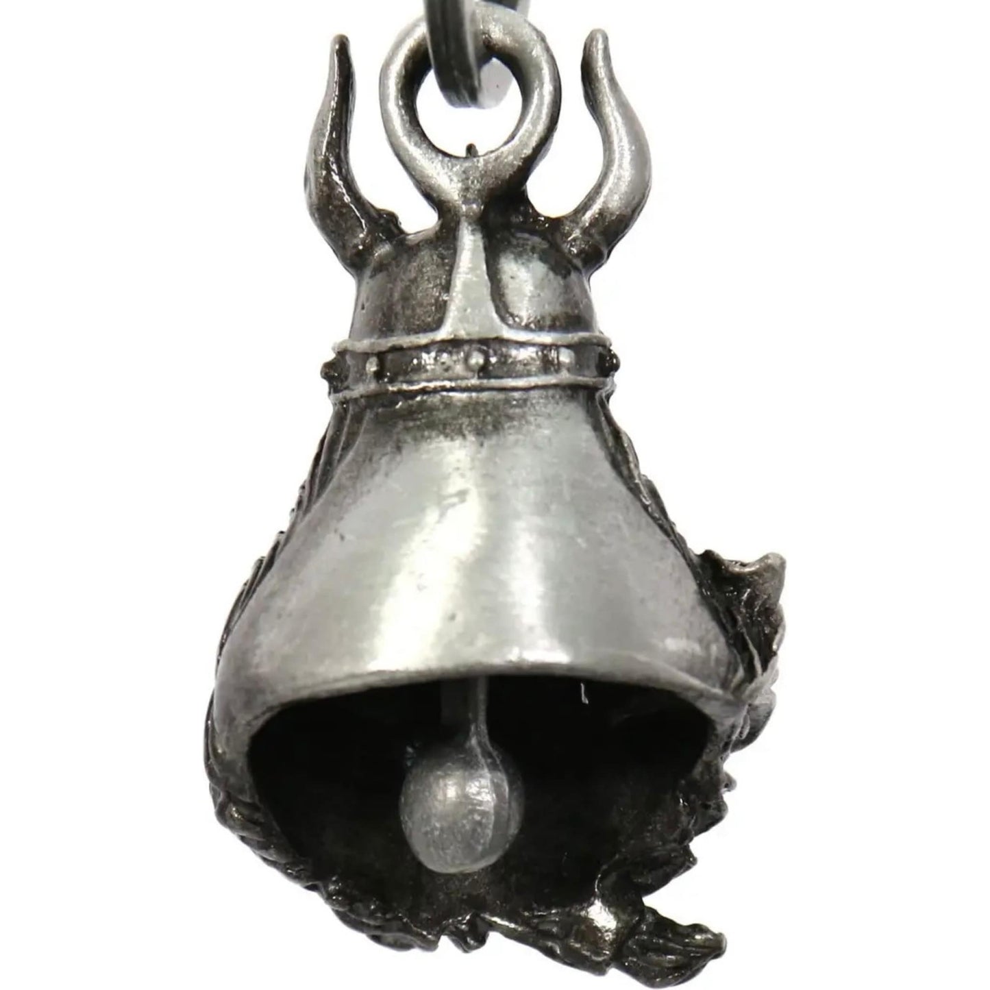 Bearded Viking back side steel motorcycle guardian bell - Norse warrior protection charm