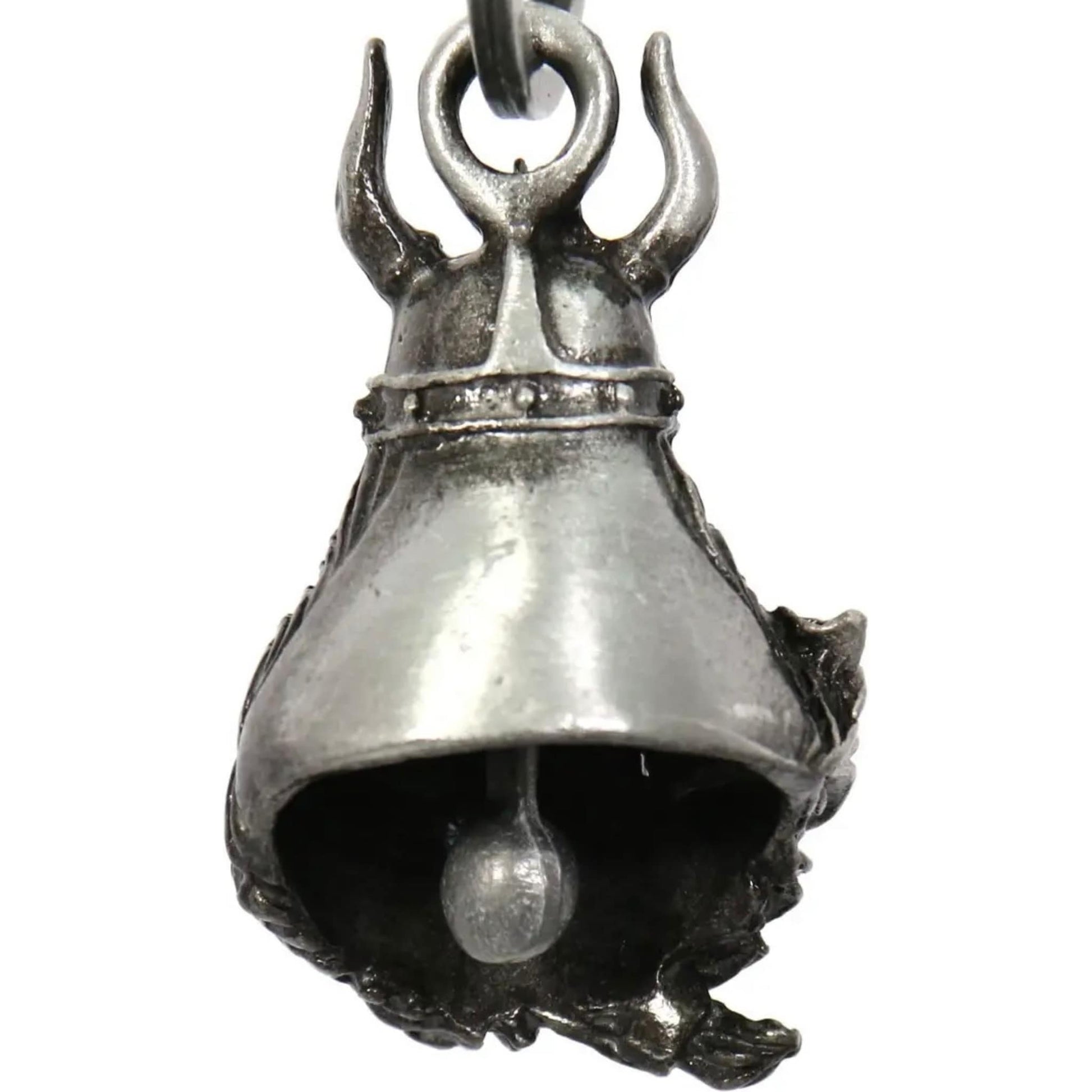 Bearded Viking back side steel motorcycle guardian bell - Norse warrior protection charm