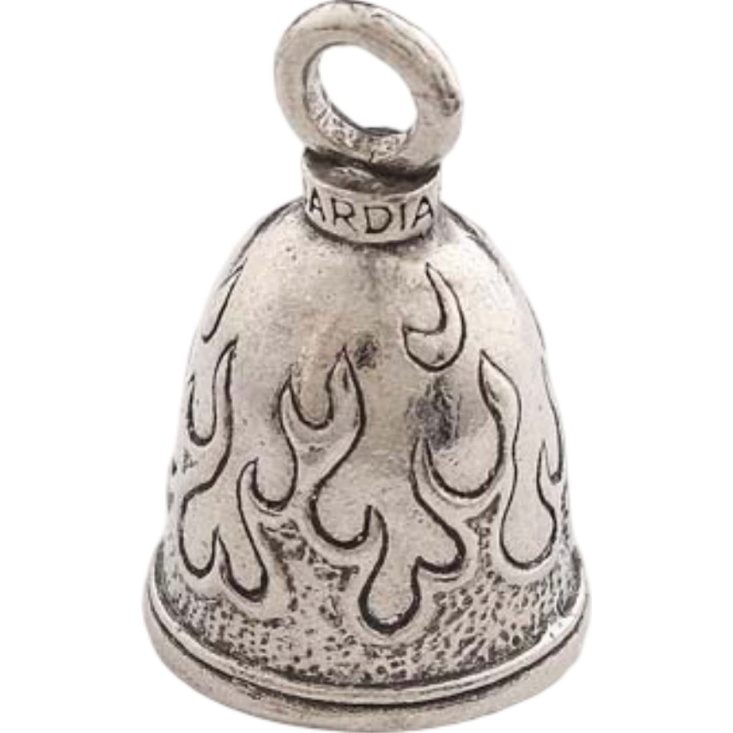 Flame pewter motorcycle guardian bell - fire design biker charm