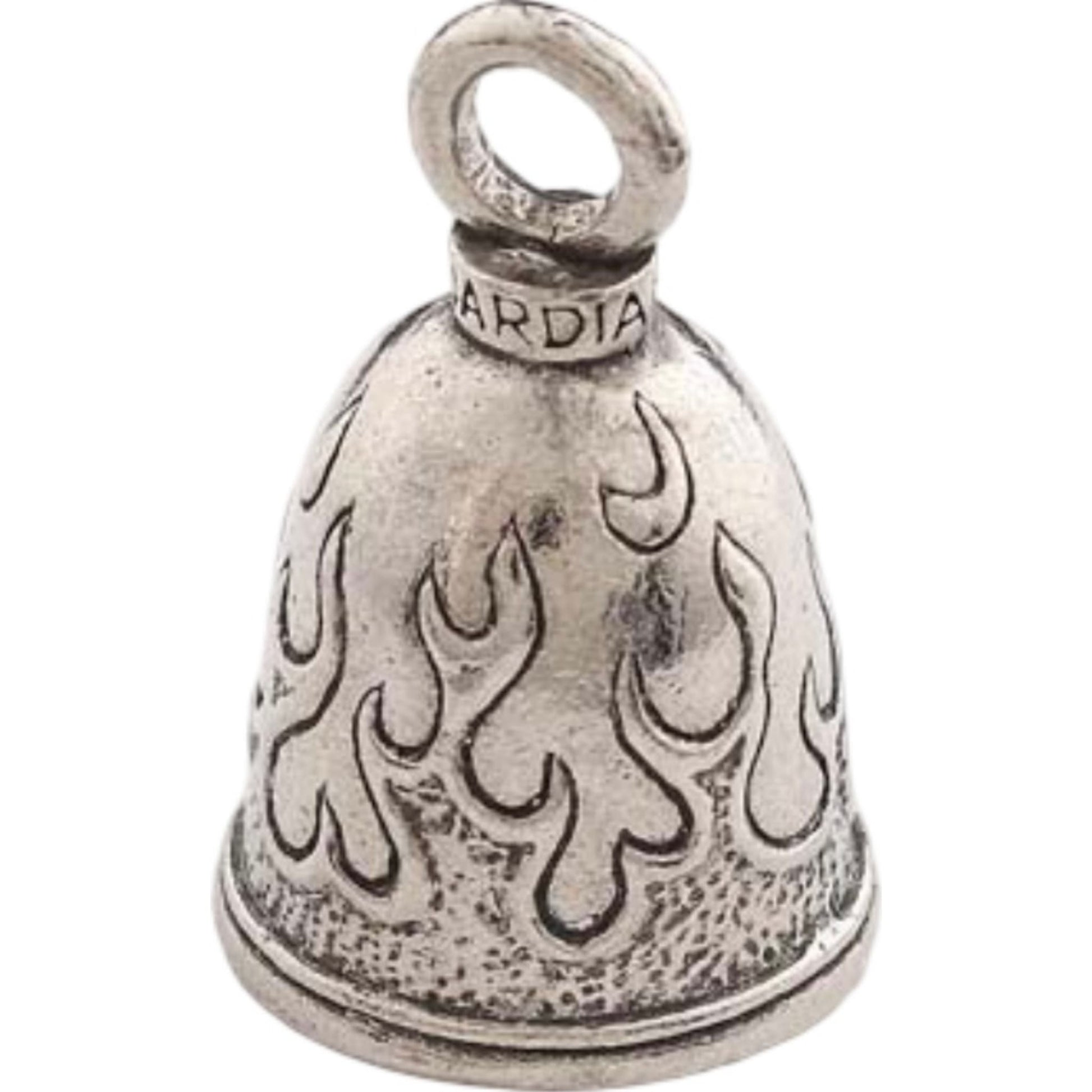 Flame pewter motorcycle guardian bell - fire design biker charm