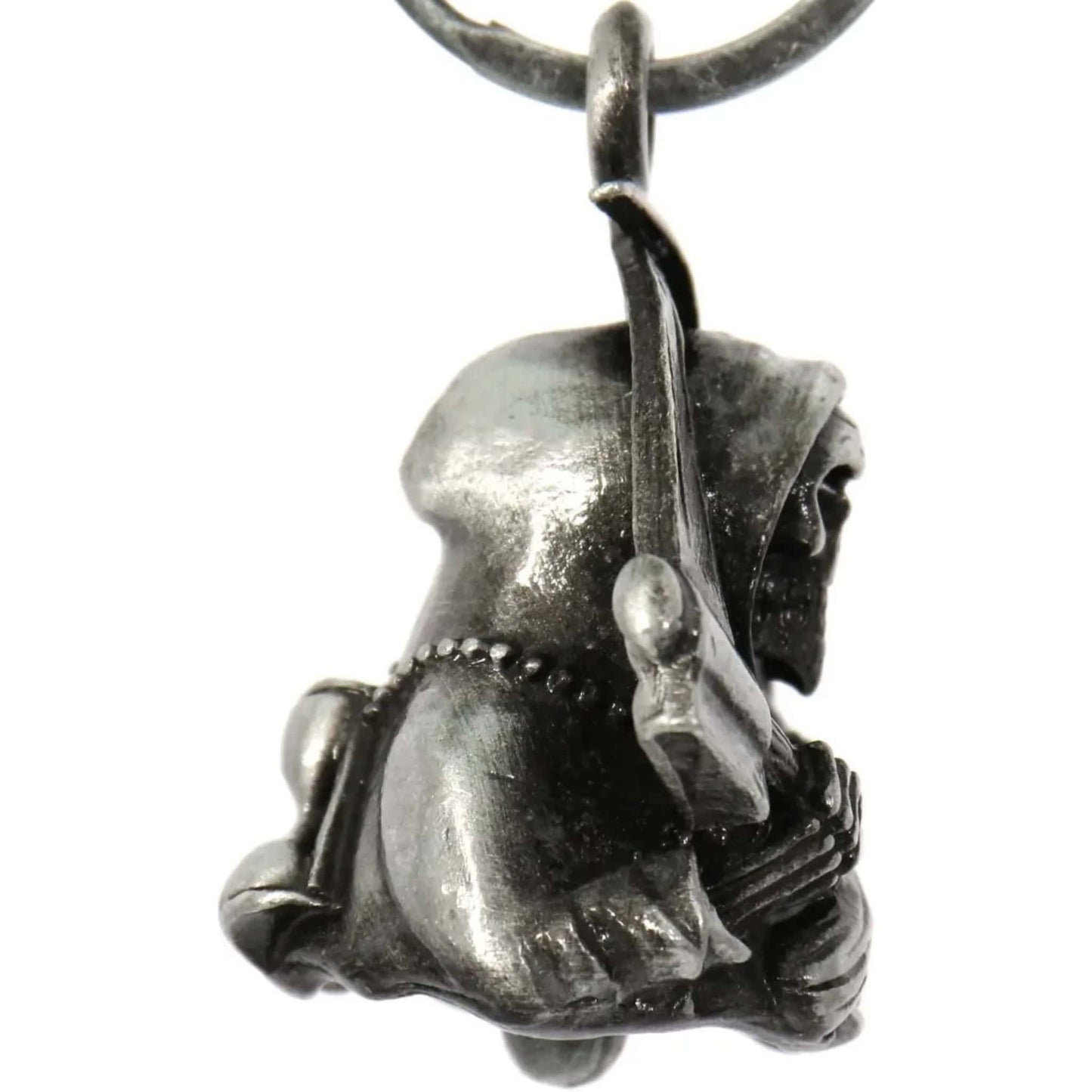 Grim reaper right view steel motorcycle guardian bell - skull reaper biker charm