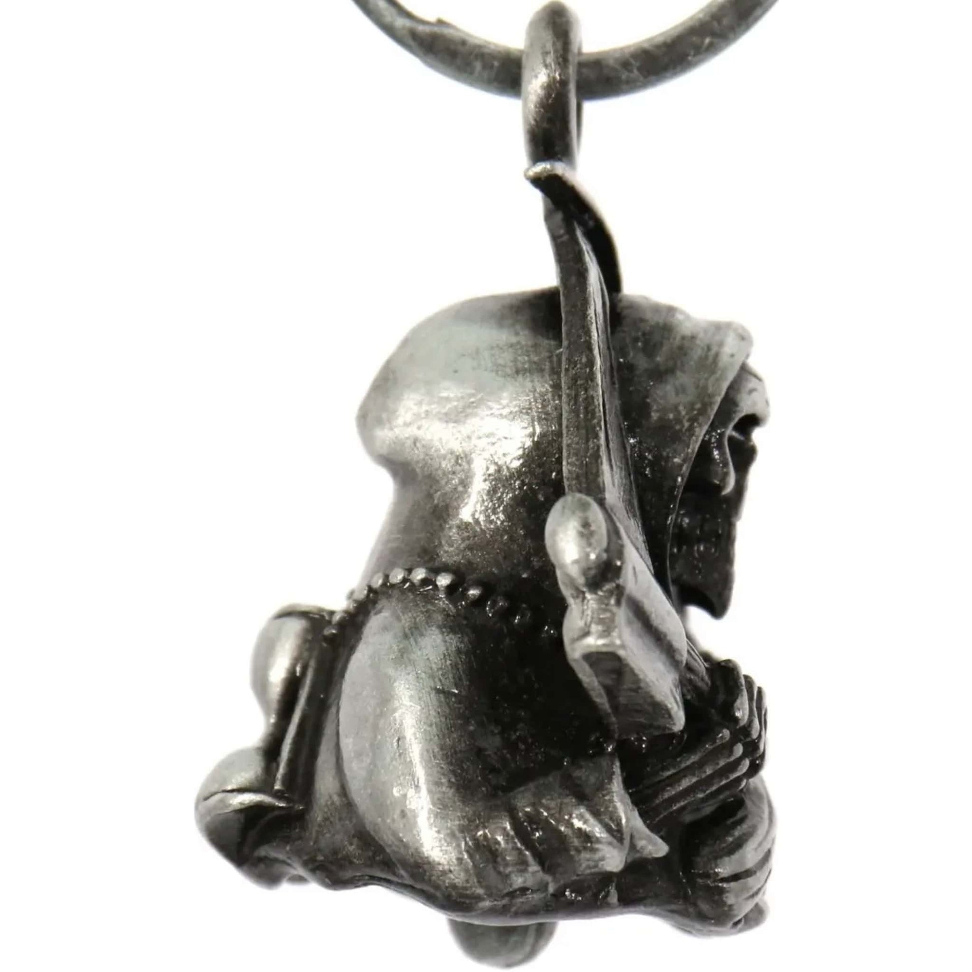 Grim reaper right view steel motorcycle guardian bell - skull reaper biker charm