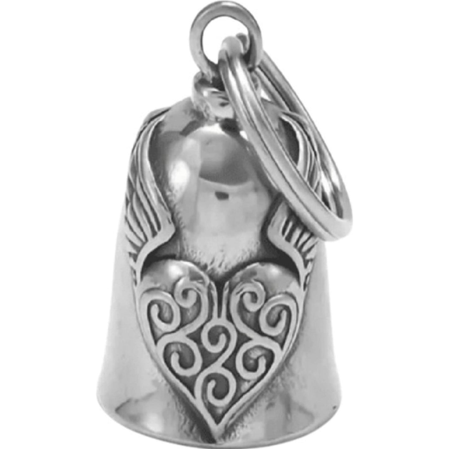 Winged heart steel motorcycle guardian bell - love protection biker charm