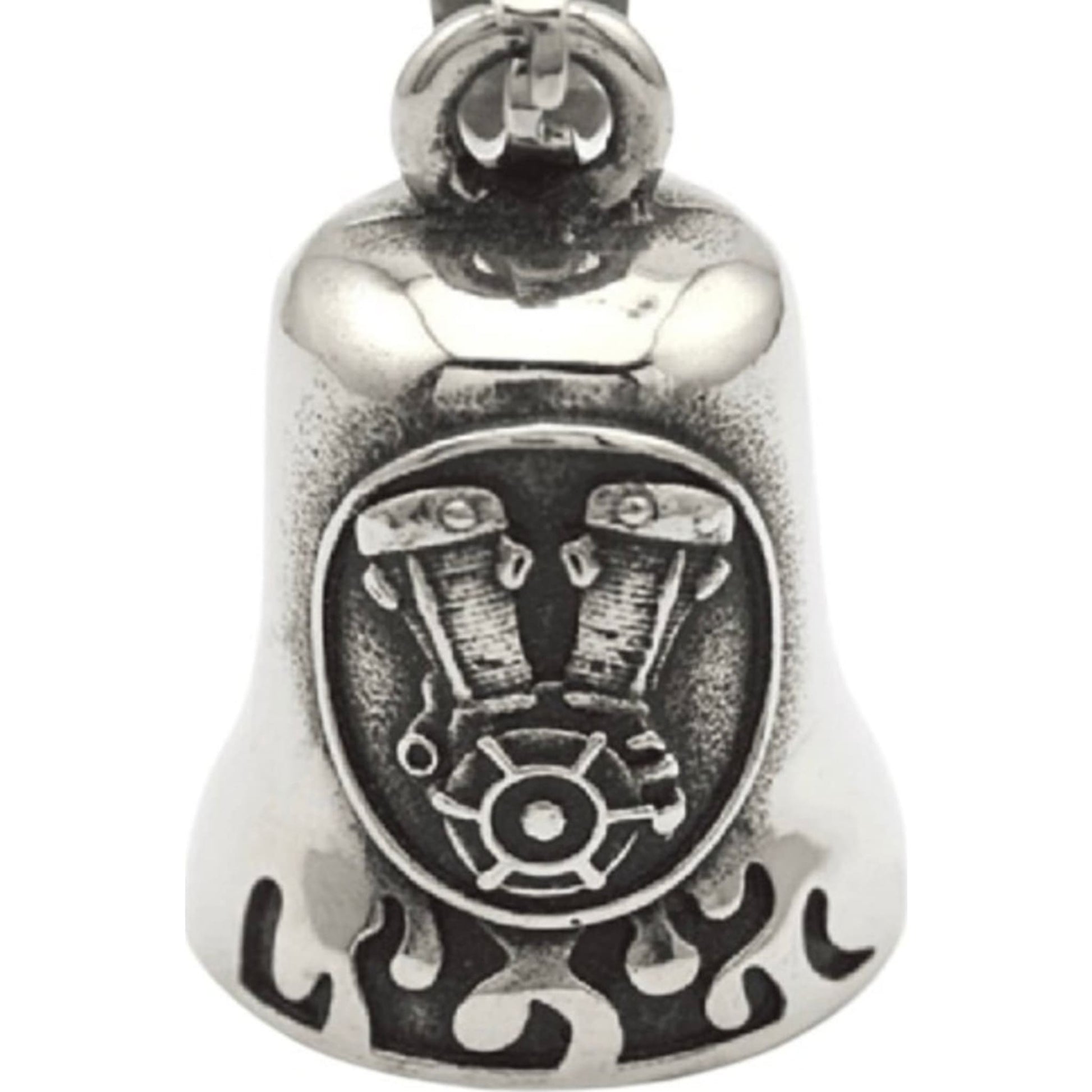 V-twin engine steel motorcycle guardian bell - motor biker charm