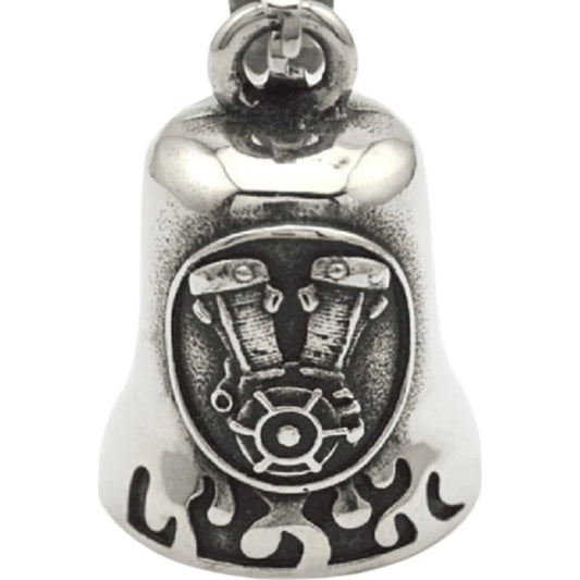 V-twin engine steel motorcycle guardian bell - motor biker charm