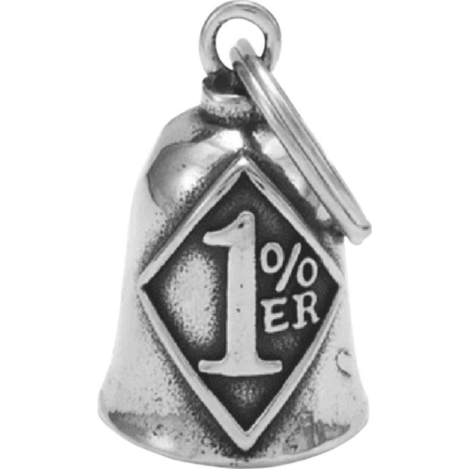 1 percenter steel motorcycle guardian bell - outlaw biker charm