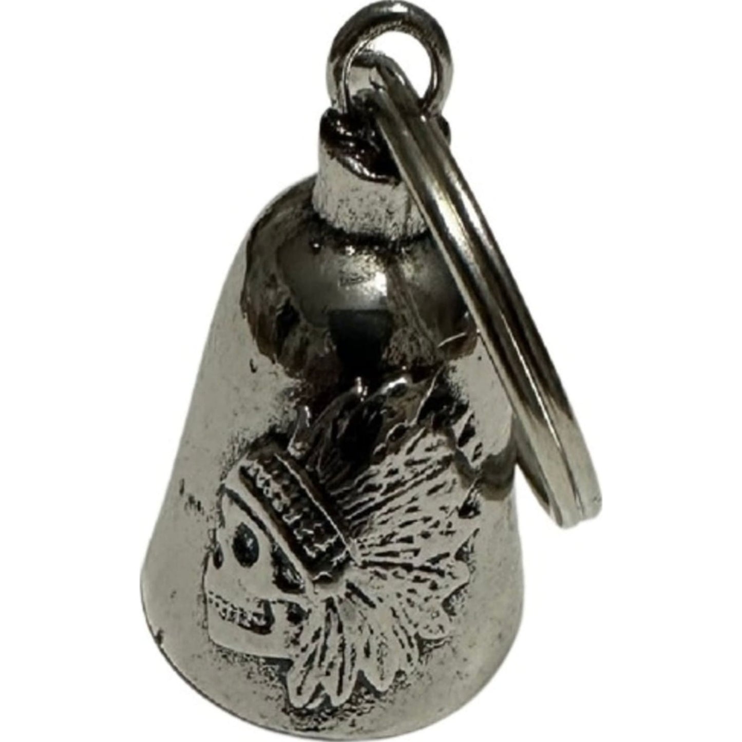 Indian chief skull steel motorcycle guardian bell - Native American biker charm
