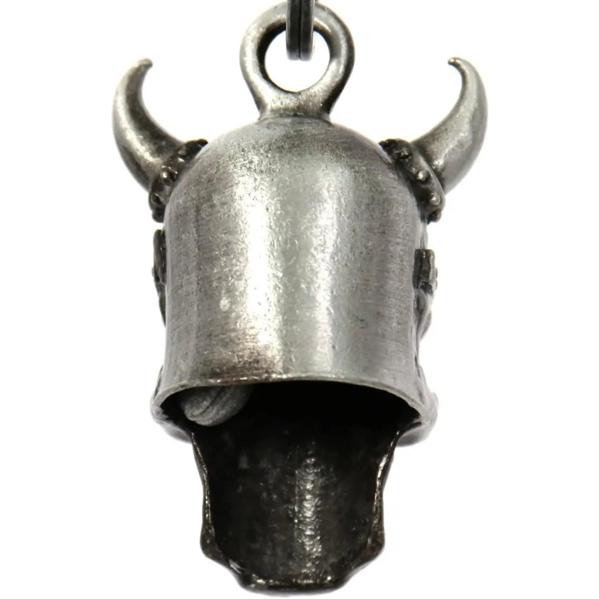 Viking skull rear view steel motorcycle guardian bell - Norse warrior biker charm