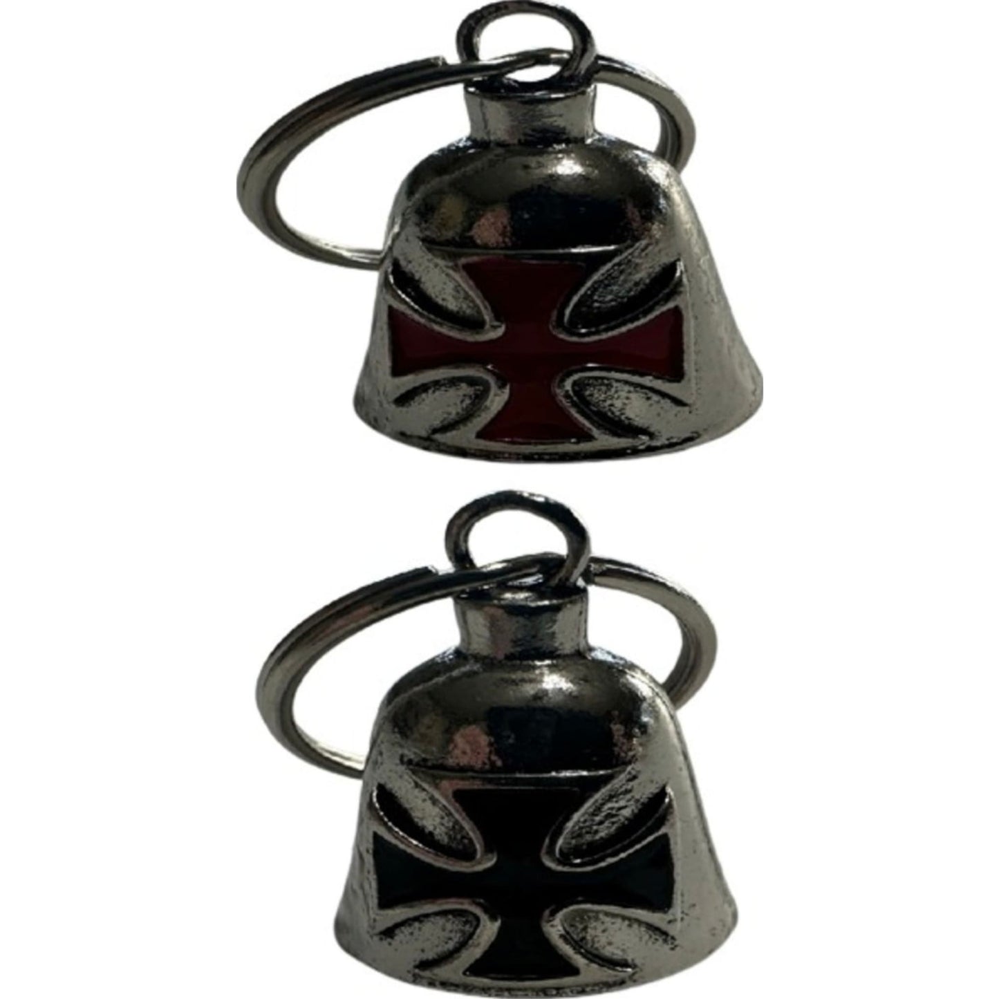Red & black chopper cross steel motorcycle guardian bell - custom biker charm