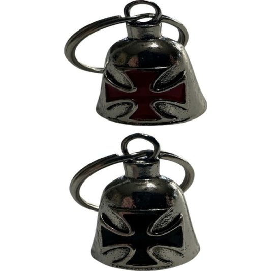 Red & black chopper cross steel motorcycle guardian bell - custom biker charm