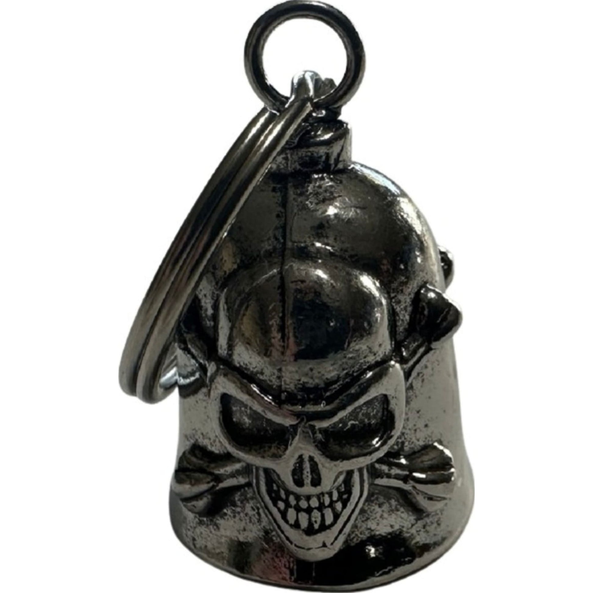 Skull & crossbones steel motorcycle guardian bell - pirate biker charm