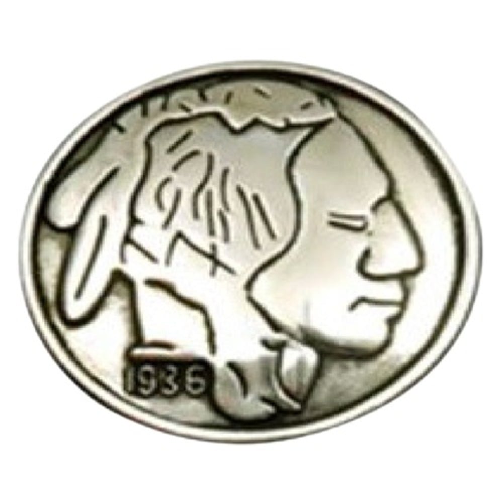 Indian head nickel biker pin medium - motorcycle vest accessory