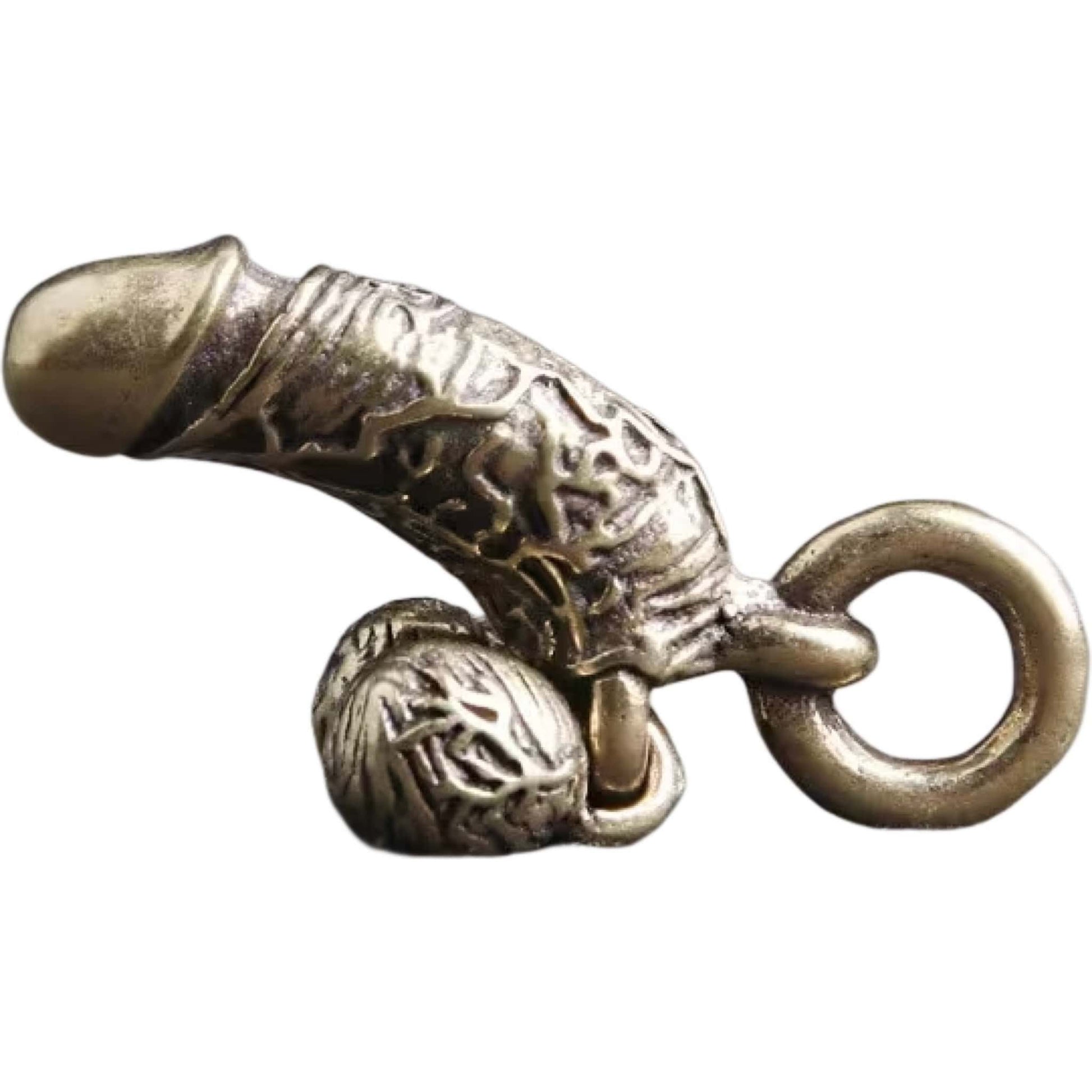 Cock and balls keychain left side view  - bold biker accessory