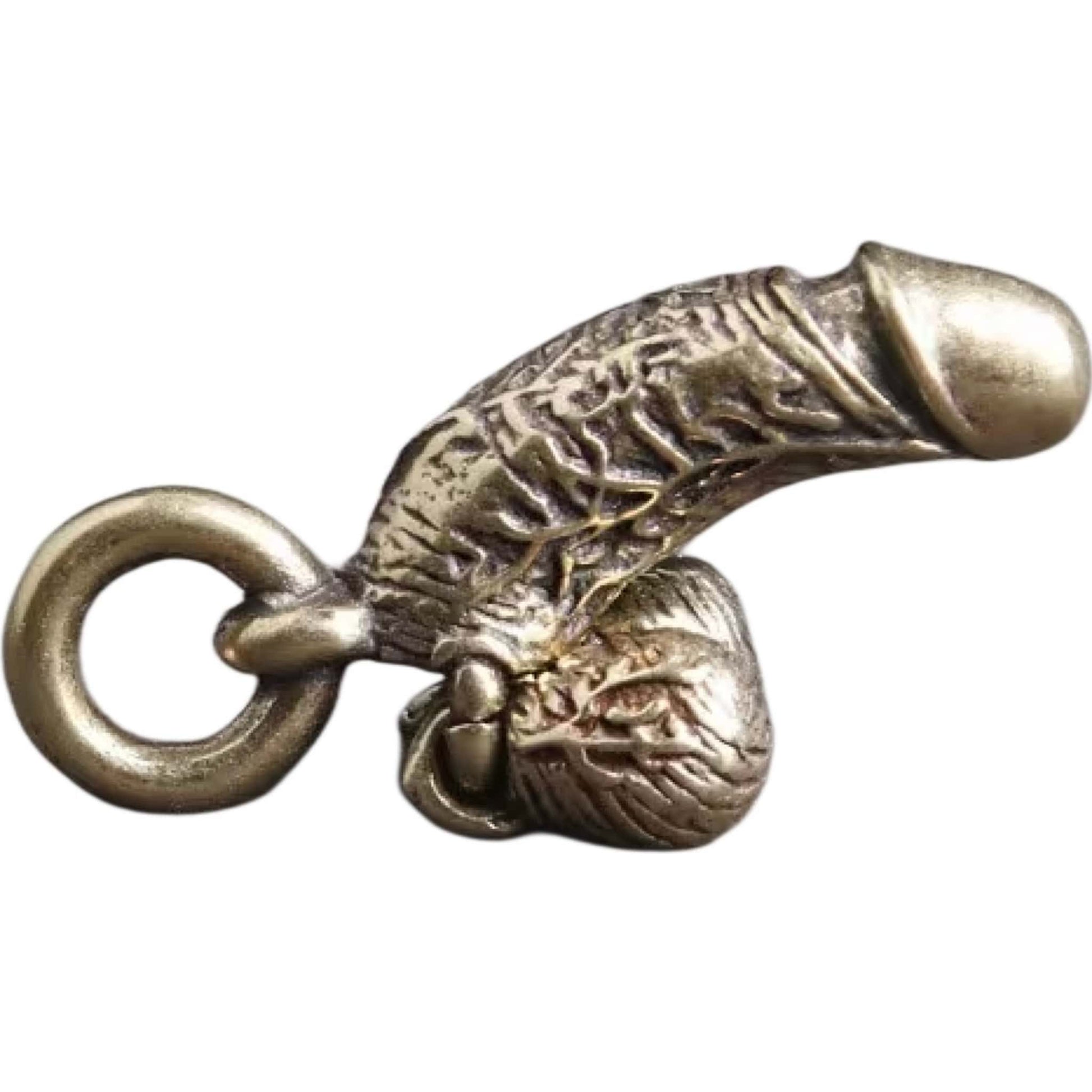 Cock and balls keychain right side view - bold biker accessory