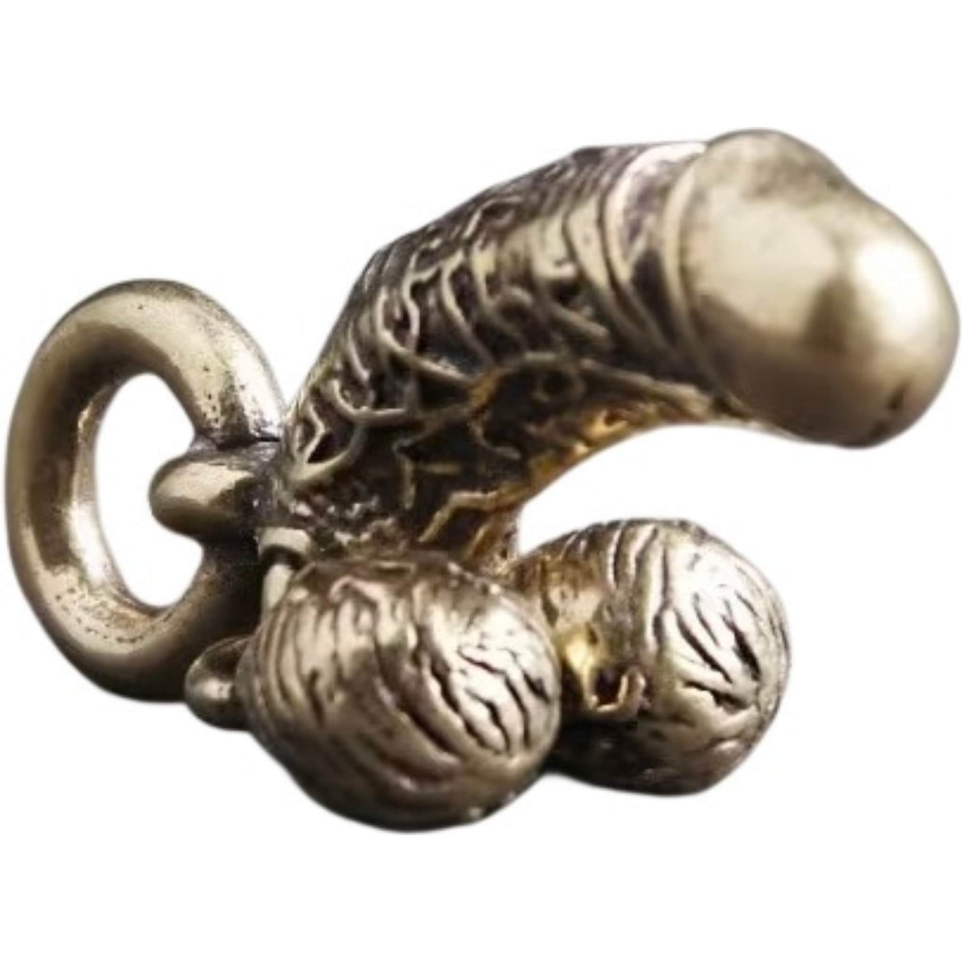 Cock and balls keychain front view - bold biker accessory