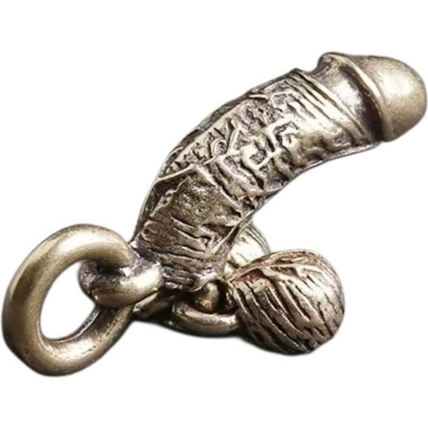 Cock and balls keychain rear view - bold biker accessory