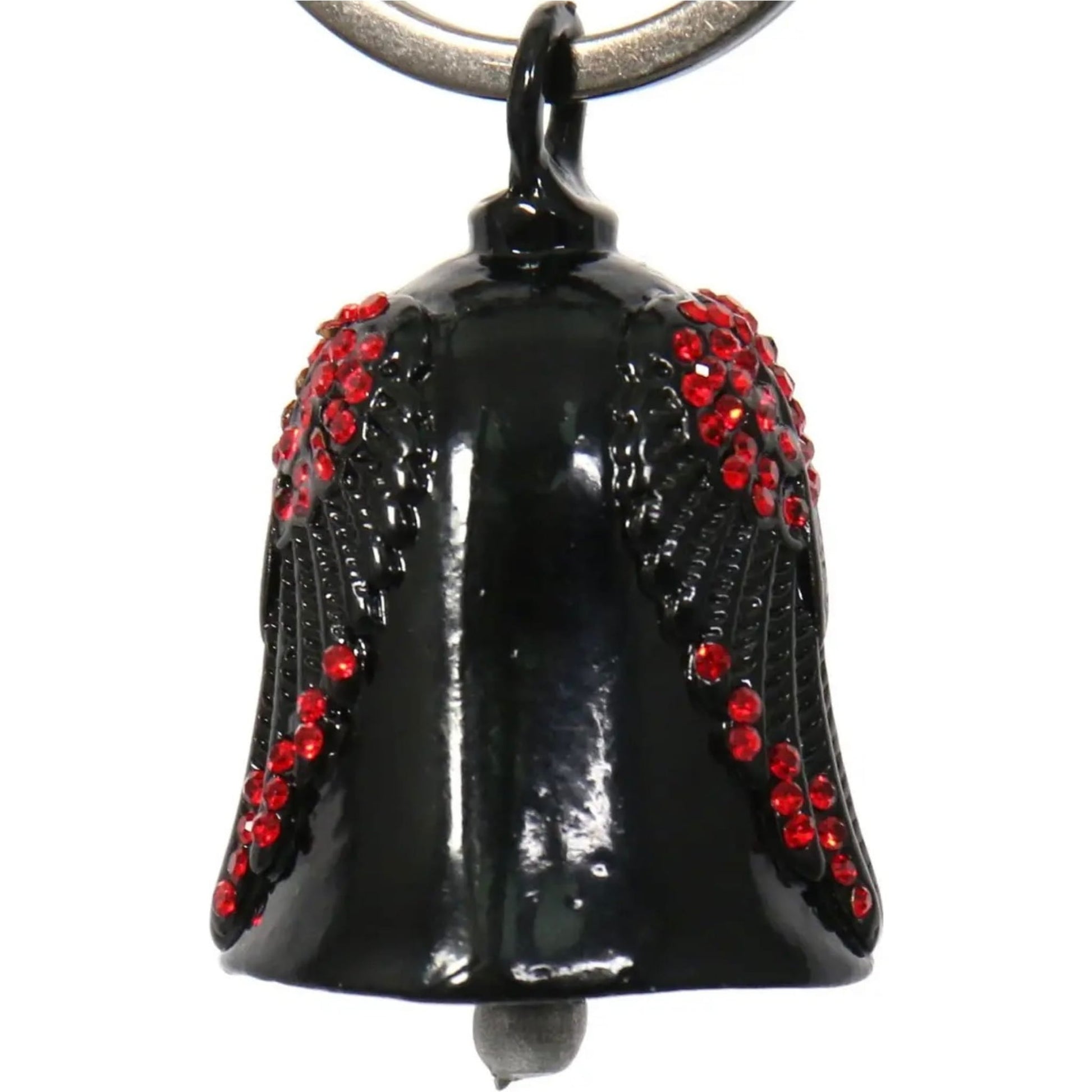 red bling angel wings on black motorcycle bell rear right view