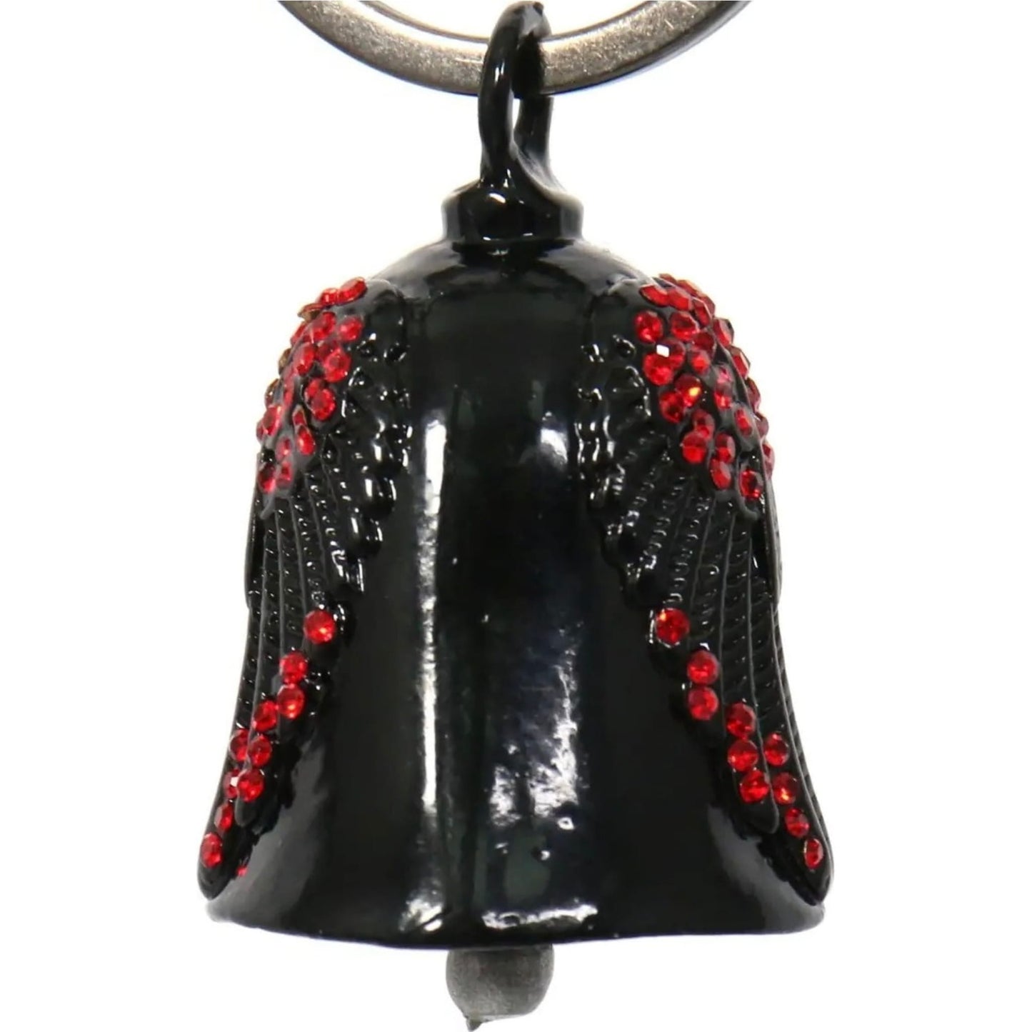 red bling angel wings n black motorcycle bell rear left view