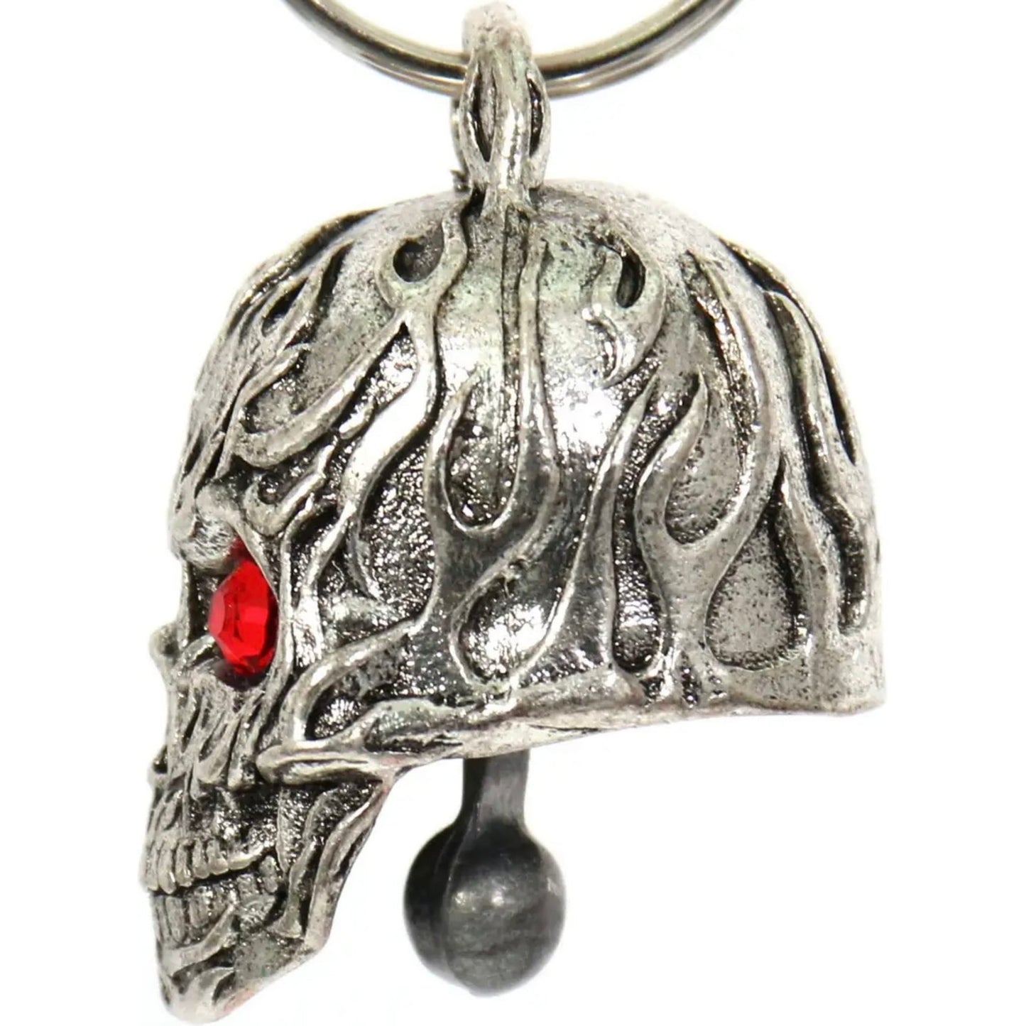 flame skull with red eyes motorcycle bell left view