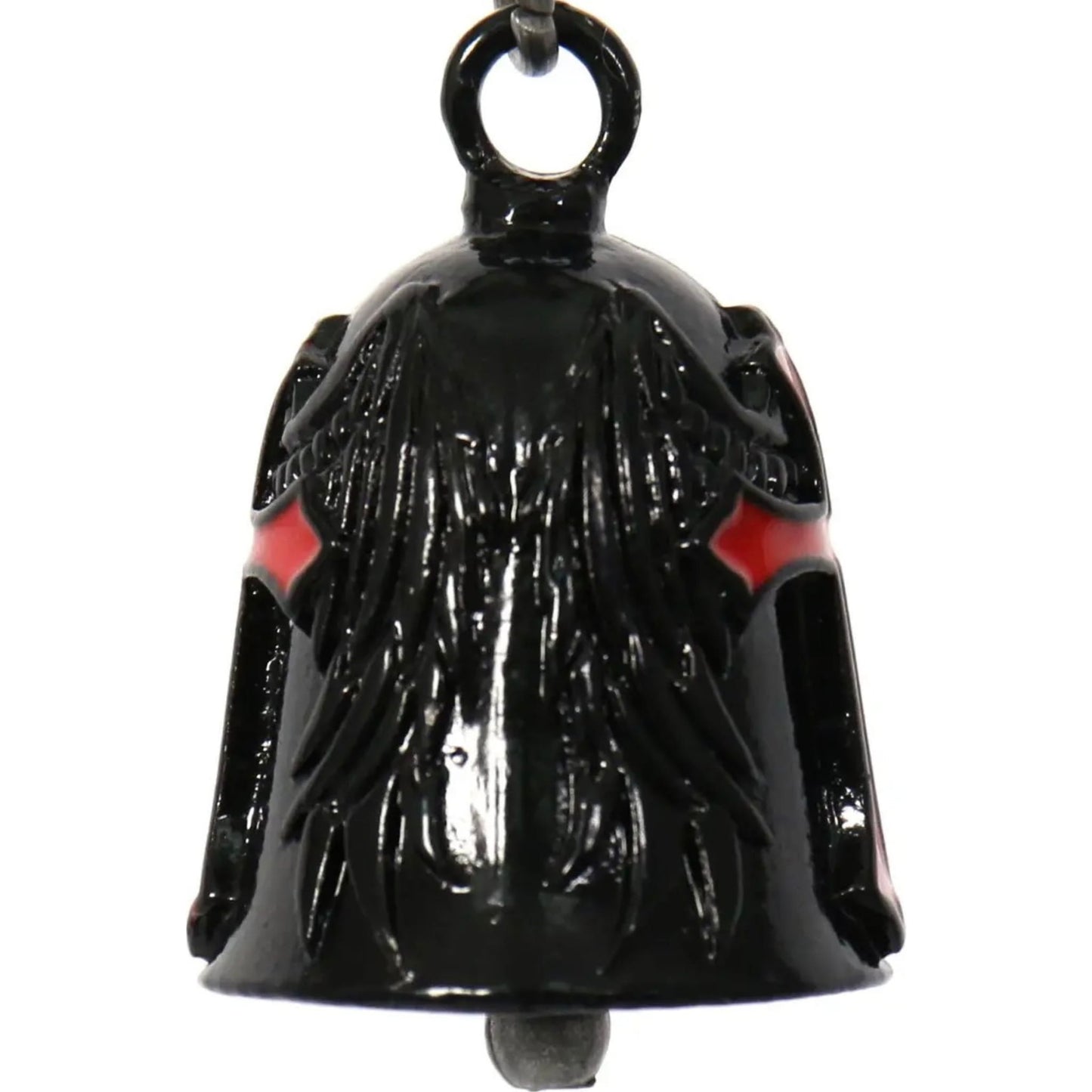 red cross with wings on black motorcycle bell right rear view