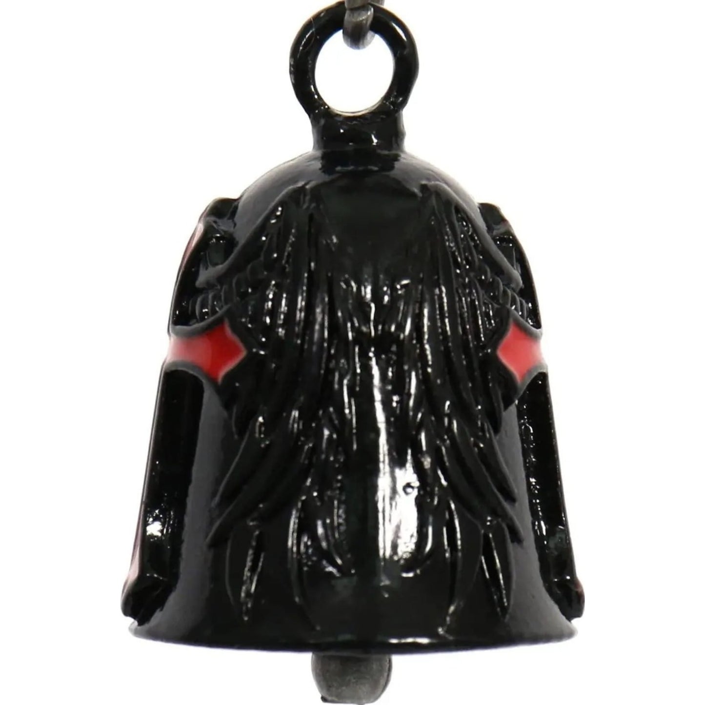 red cross with wings on black motorcycle bell rear left view