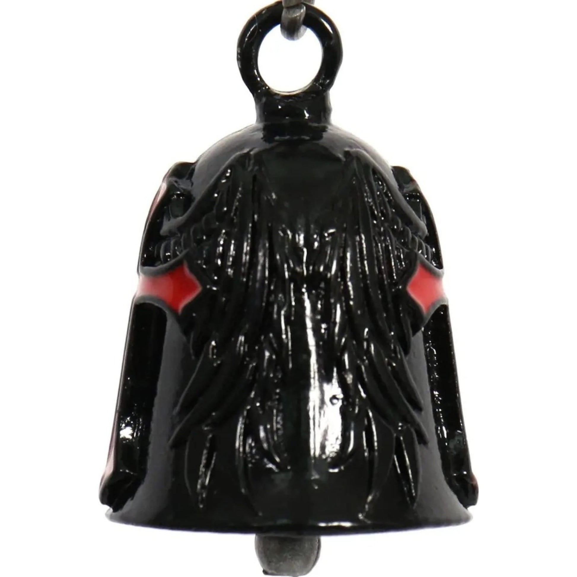 red cross with wings on black motorcycle bell rear left view