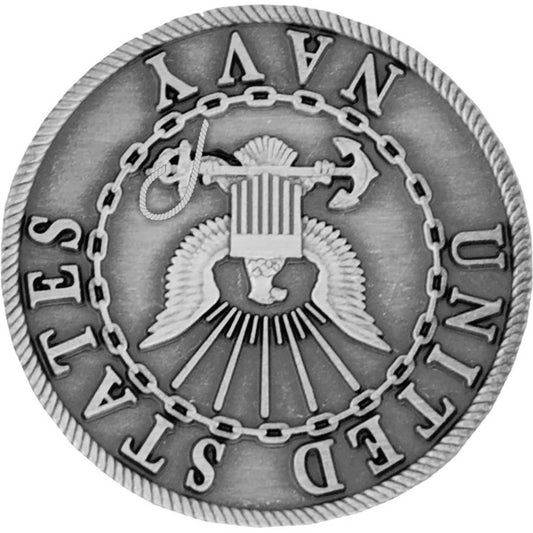 US Navy logo pewter lapel pin upside down view