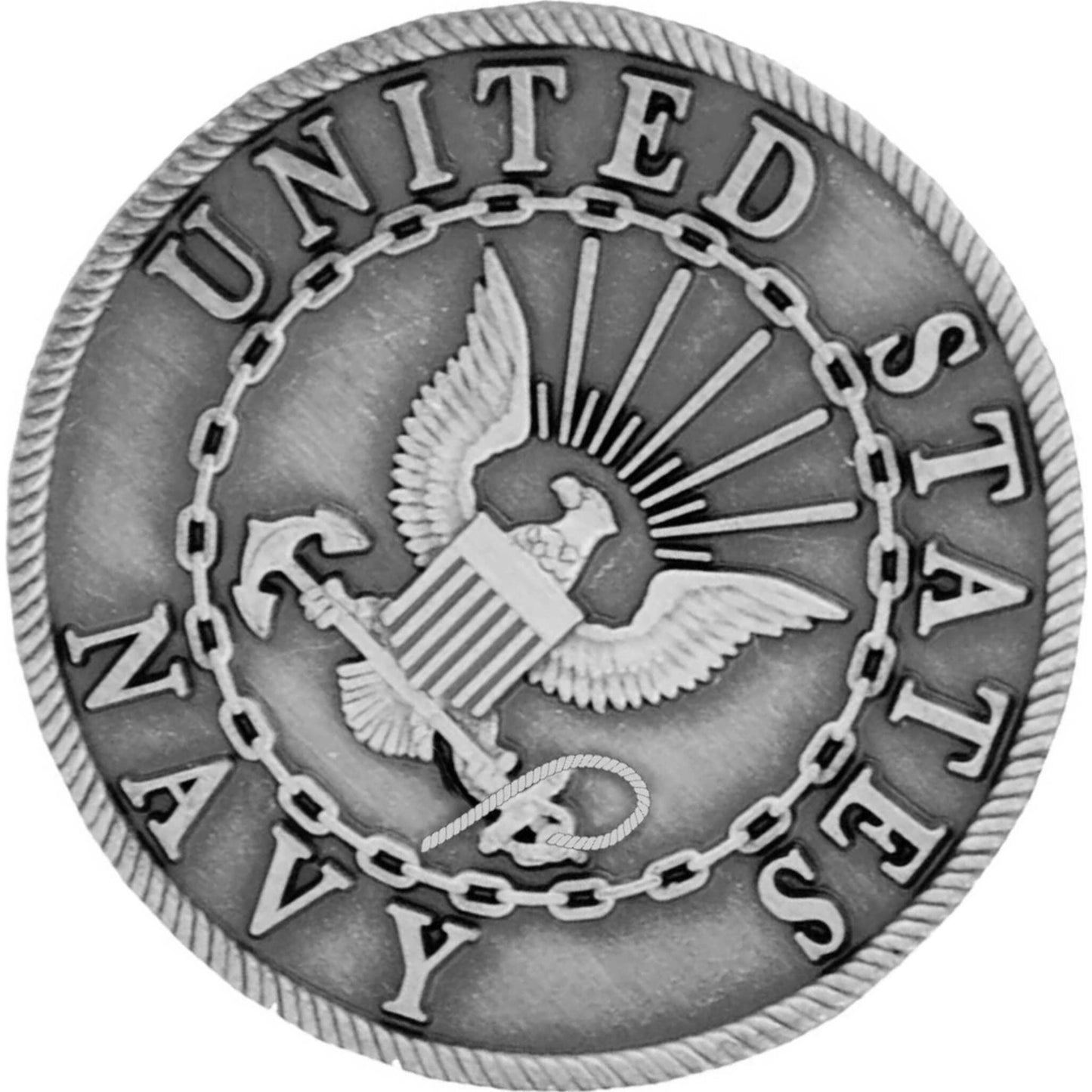 US Navy logo pewter lapel pin top right angle view