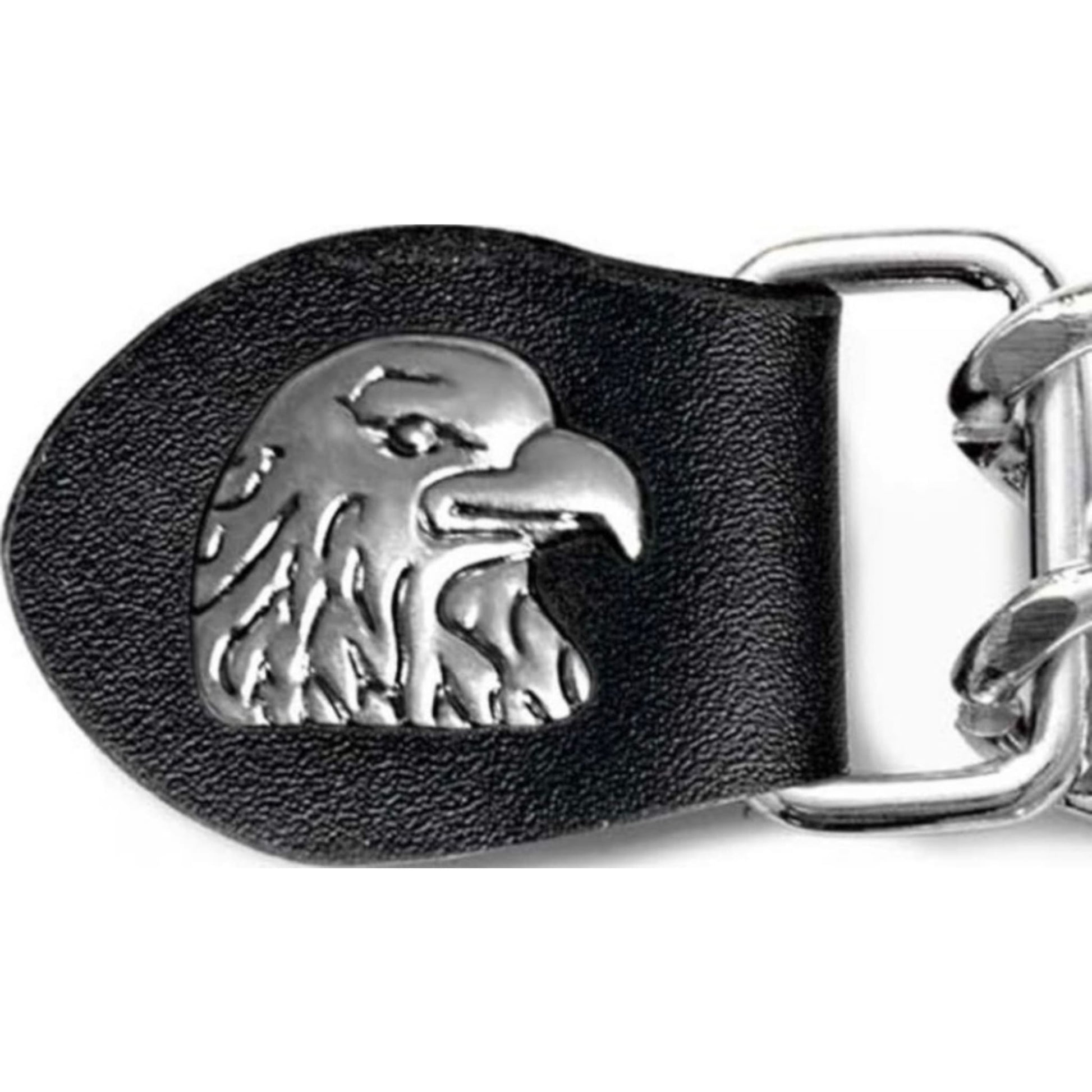 Eagle head vest extender snap zoom - motorcycle leather vest accessory