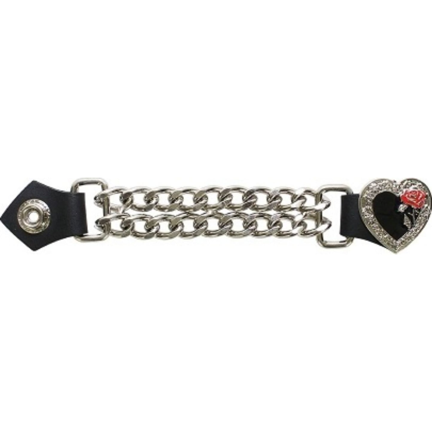 Black heart and rose womens vest extender - motorcycle leather vest accessory
