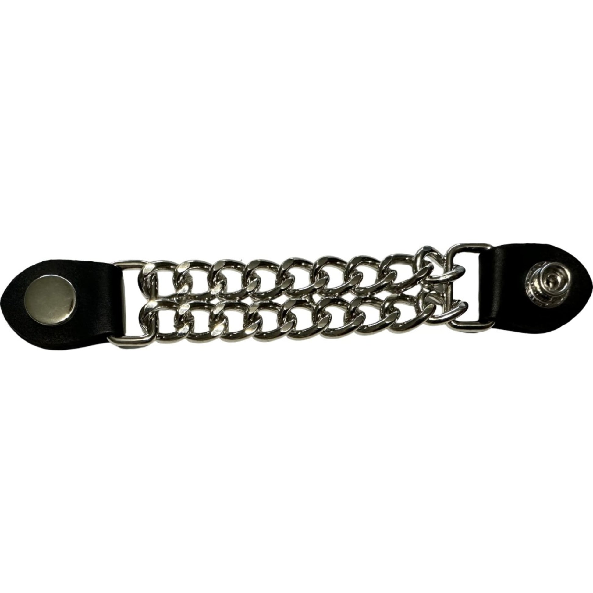 Plain silver snap vest extender - motorcycle leather vest accessory