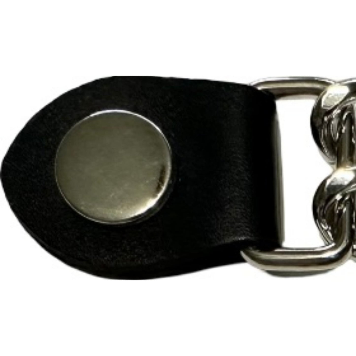 Plain silver snap vest extender snap zoom - motorcycle leather vest accessory