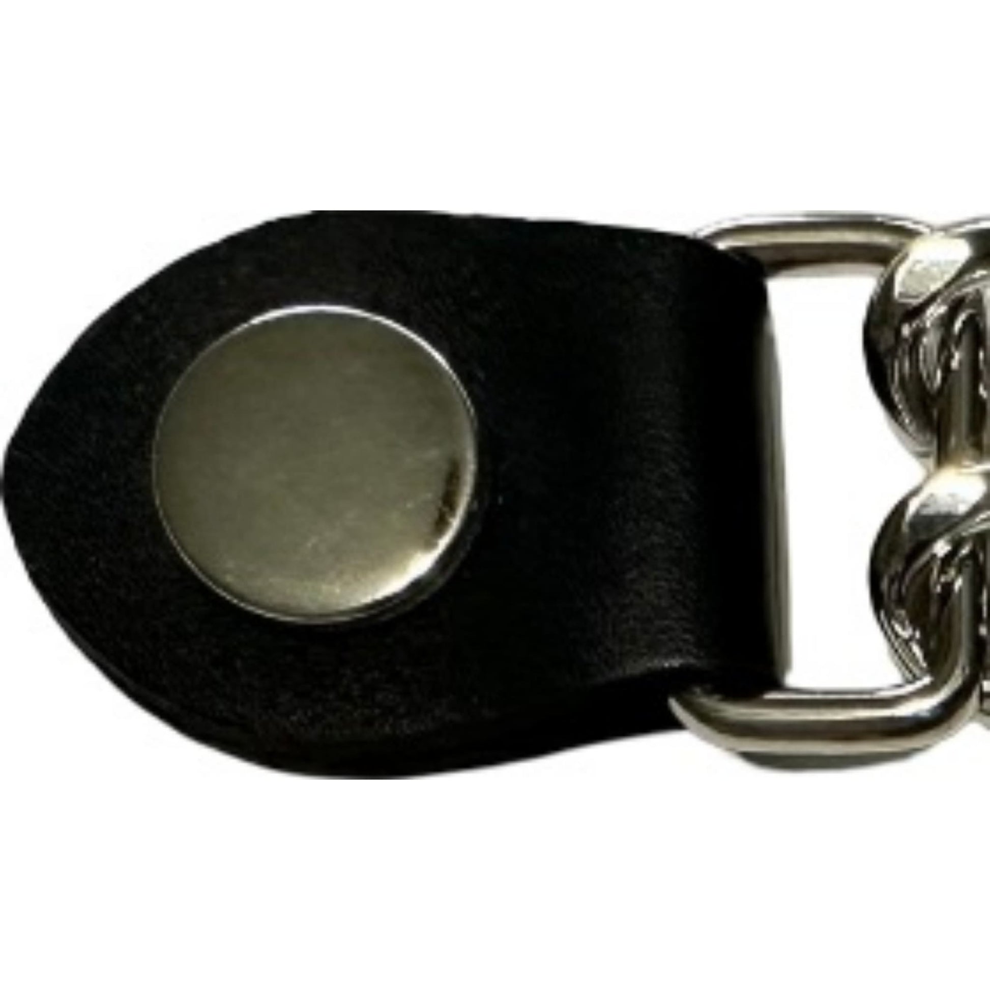 Plain silver snap vest extender snap zoom - motorcycle leather vest accessory