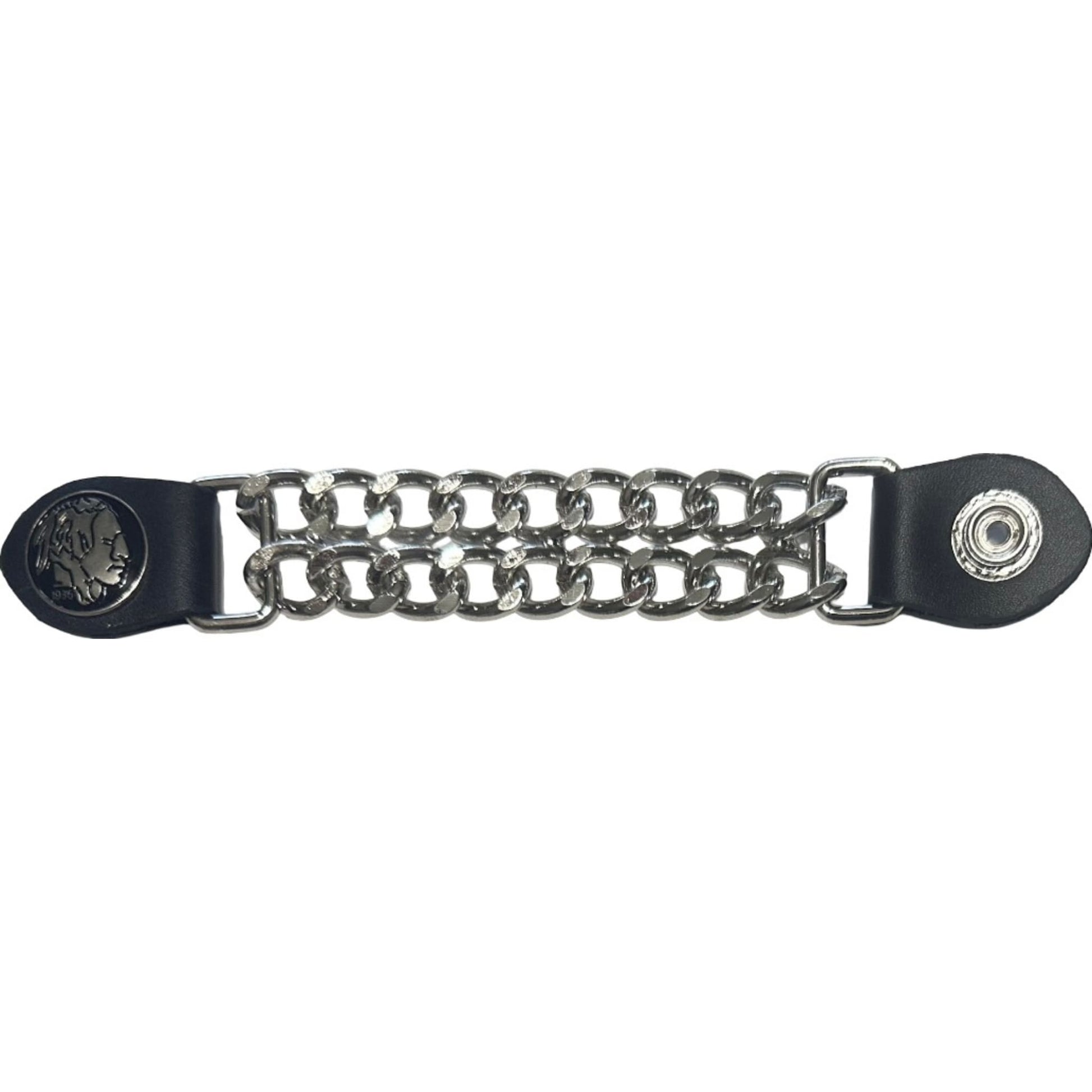 Indian head nickel vest extender - motorcycle leather vest accessory
