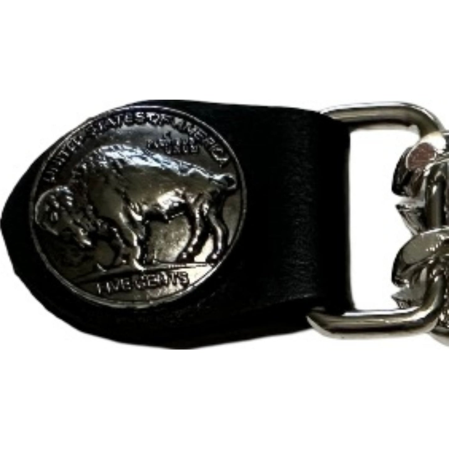 Buffalo nickel vest extender snap zoom - motorcycle leather vest accessory