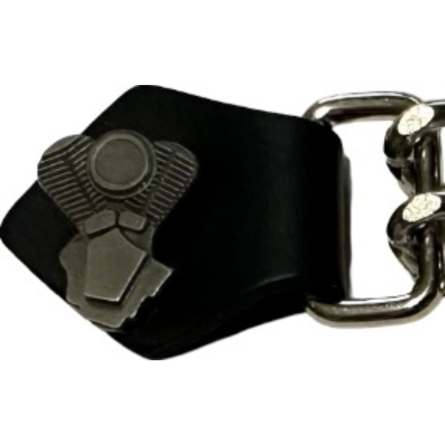 V-twin engine vest extender snap zoom - motorcycle leather vest accessory