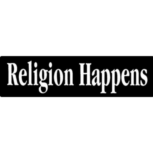 Religion happens vinyl motorcycle helmet sticker - biker decal