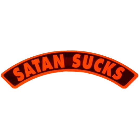 Satan sucks rocker vinyl motorcycle helmet sticker - biker decal