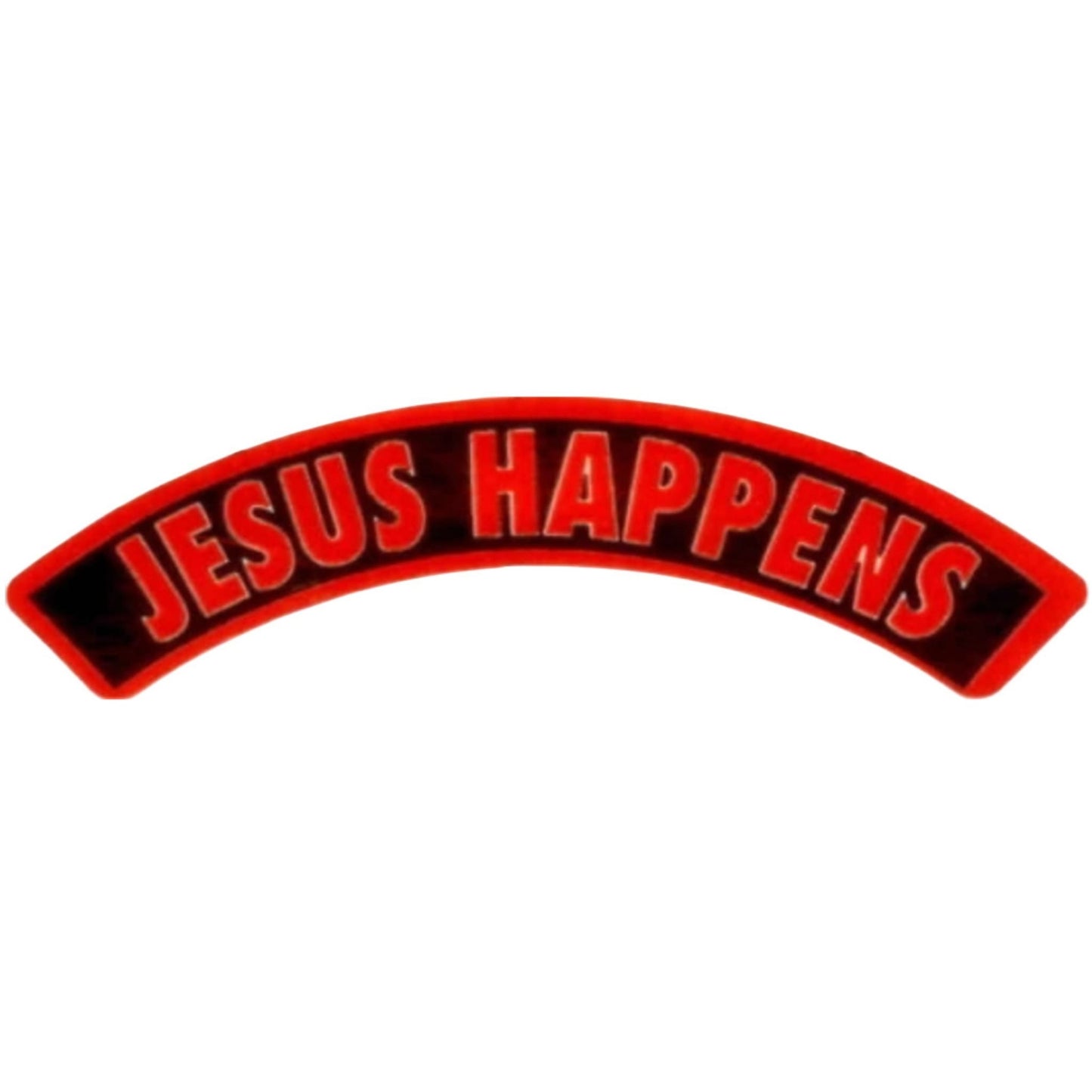 Jesus happens rocker vinyl motorcycle helmet sticker - biker decal