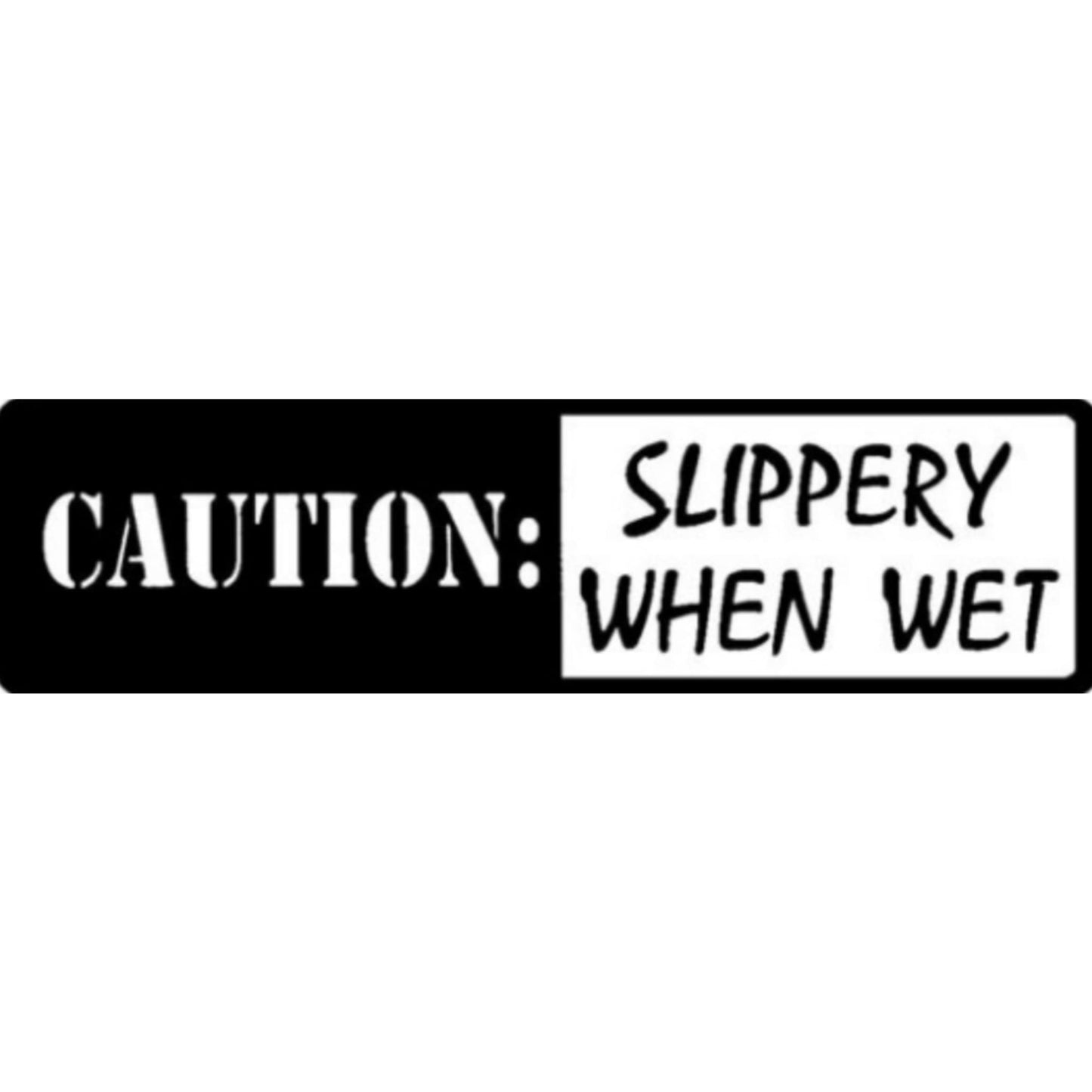 Caution slippery when wet vinyl motorcycle helmet sticker - funny biker decal