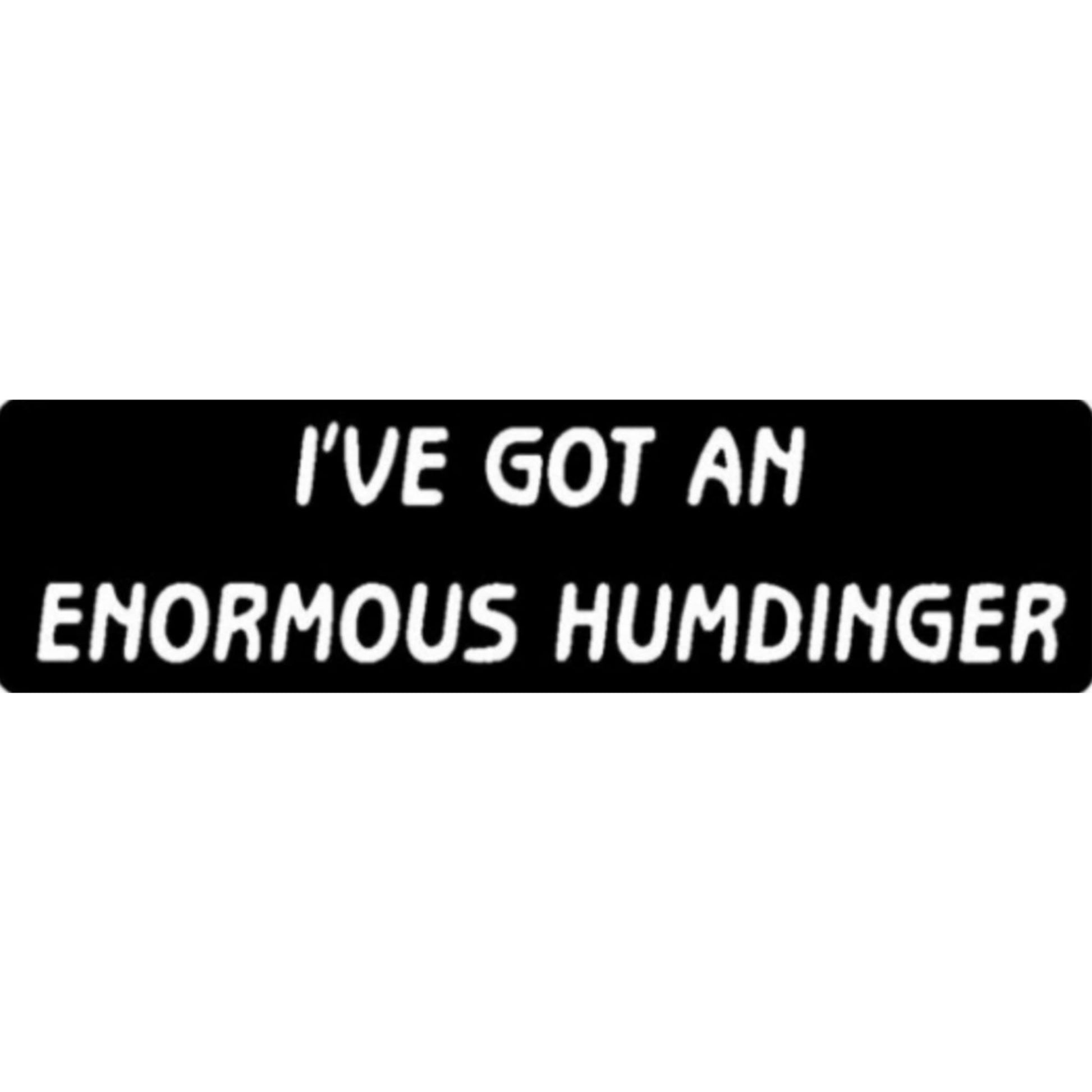 I've got an enormous humdinger vinyl motorcycle helmet sticker - funny biker decal